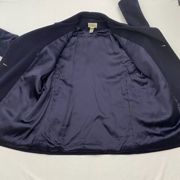 VTG LL Bean Peacoat Navy Blue Wool Cashmere Blend Nautical Preppy Womens 14 - Picture 5 of 15